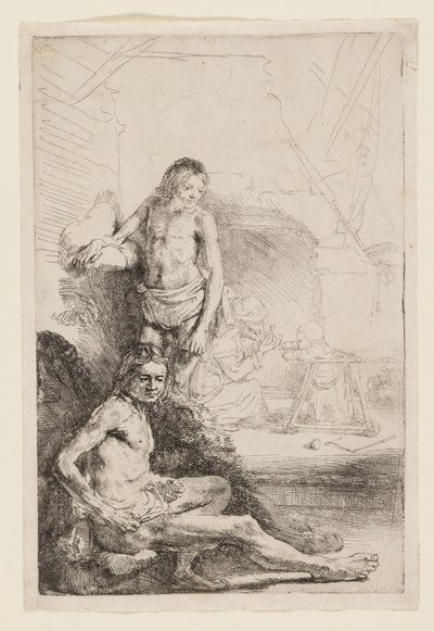 Mužský akt sedí a stojí od Rembrandt van Rijn