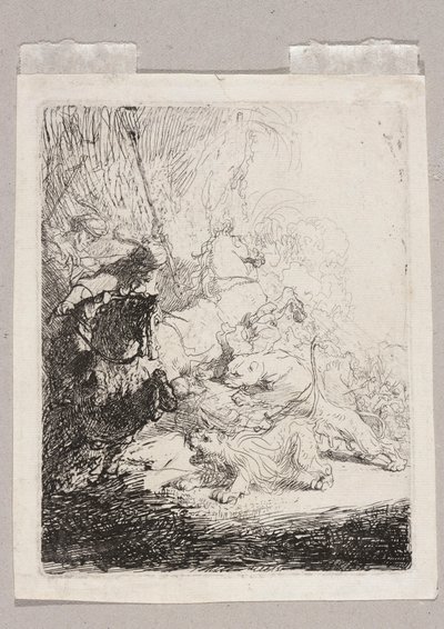 Malý lov na lvy (se dvěma lvy) od Rembrandt van Rijn