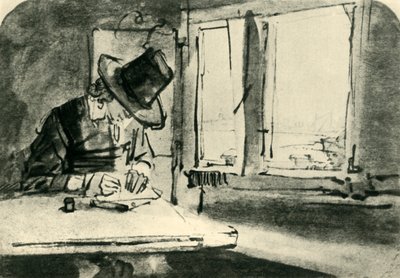Muž kreslení u okna, polovina 17. století, 1943. od Rembrandt van Rijn