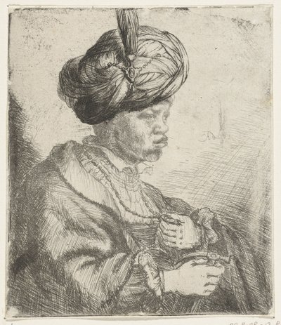 Muž s turbanem, kolem 1660-70 od Rembrandt van Rijn