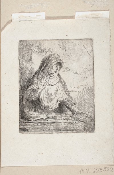 Panna Maria Bolestná s nástroji Kristova utrpení od Rembrandt van Rijn