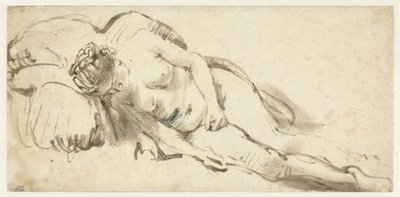 Nahá žena ležící na polštáři od Rembrandt van Rijn