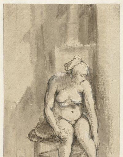 Nahá žena sedící u sporáku Nahá žena, sedící u sporáku od Rembrandt van Rijn