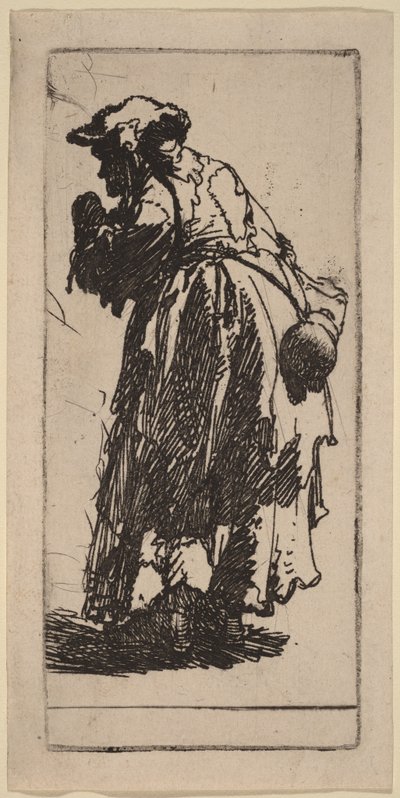 Stará žebračka s tykví od Rembrandt van Rijn