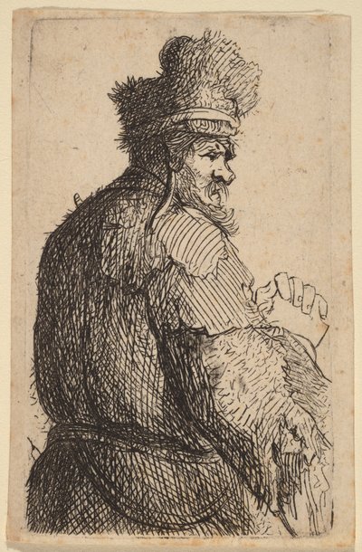 Starý muž pohled zezadu, profil doprava od Rembrandt van Rijn