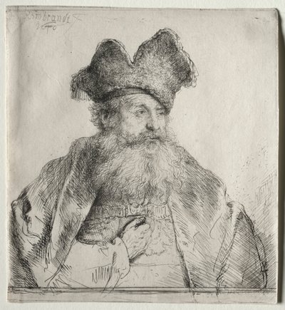 Starý muž s dělenou kožešinovou čepicí, 1640. od Rembrandt van Rijn