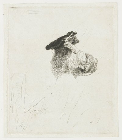 Starý muž, který si rukou zakrývá oči od Rembrandt van Rijn