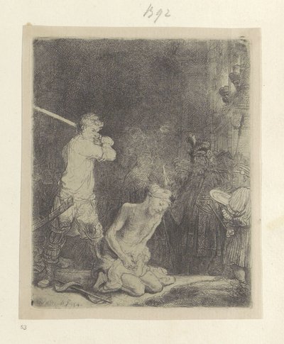 Onthoofding van Johannes de Doper Kolekce osmdesáti pěti původních tisků (název série) od Rembrandt van Rijn