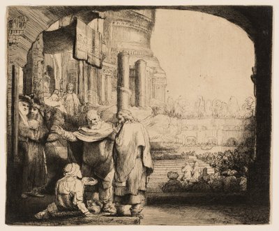 Petr a Jan léčení mrzáka u brány chrámu od Rembrandt van Rijn
