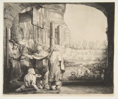 Peter a John Healing the Cripple at Gate of Temple, 1659. od Rembrandt van Rijn