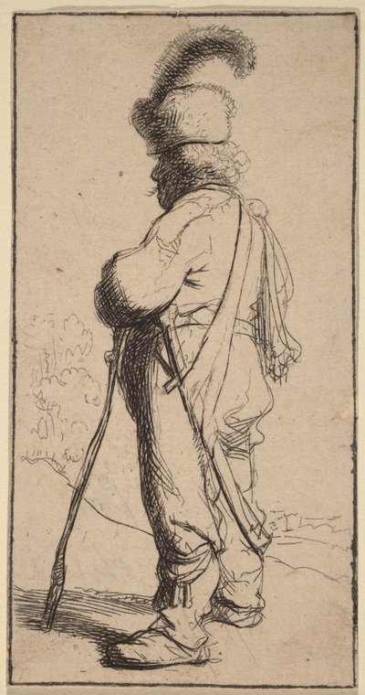 Polák opírající se o hůl od Rembrandt van Rijn