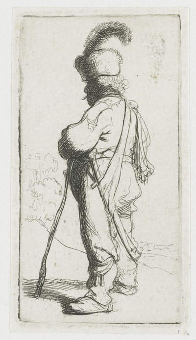 Polák opírající se o hůl od Rembrandt van Rijn
