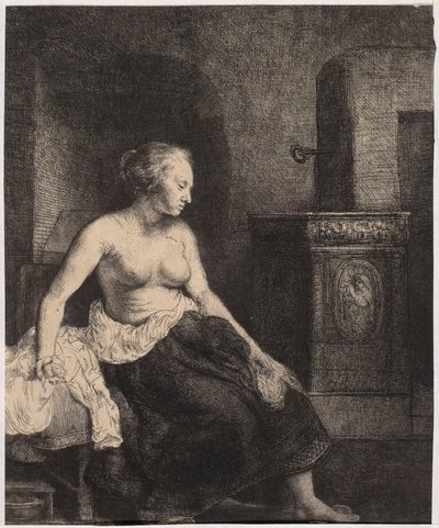 Polonahá žena sedící u kamen od Rembrandt van Rijn