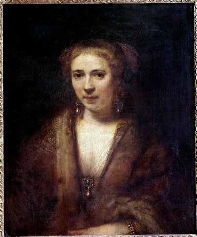 Portrét Hendrickje Stoffelse (1625-1663) na baretu ze sametu, společníka malíře Obraz Harmensze Van Rijna Rembrandta (1606-1669) 17. století Sun. 0,61 x 0,74 m od Rembrandt van Rijn
