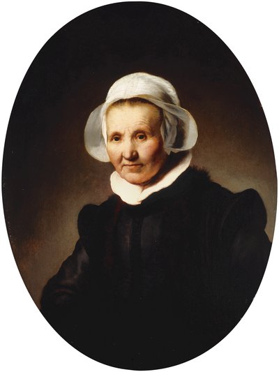 Portrét dámy, 62 let, snad Aeltje Pietersdr. Uylenburgh, manželka Johannese Cornelisze. Sylvius, poloviční délka v černém kostýmu., 1632 od Rembrandt van Rijn