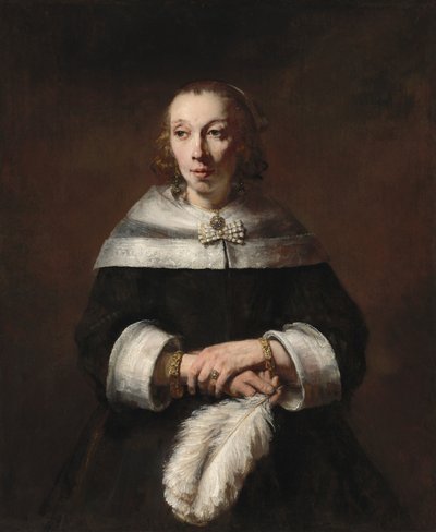Portrét dámy s vějířem z pštrosího pera, c. 16561658. od Rembrandt van Rijn