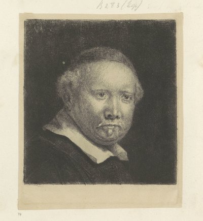 Portrét spisovatele Lievena Willemsze. van Coppenol: velký talíř Recueil de quatre-vingt-cinq estampes originales (název série) od Rembrandt van Rijn