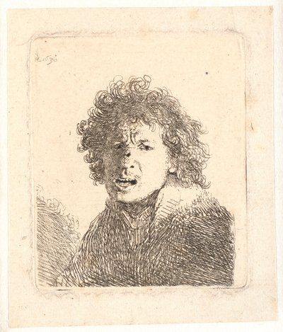 Rembrandt prostovlasý a otevřenými ústy, jako by křičel: poprsí od Rembrandt van Rijn
