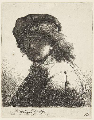 Rembrandt v čepici a šále od Rembrandt van Rijn