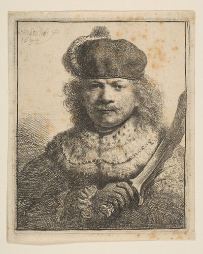 Rembrandt se vztyčenou šavlí, 1634. od Rembrandt van Rijn