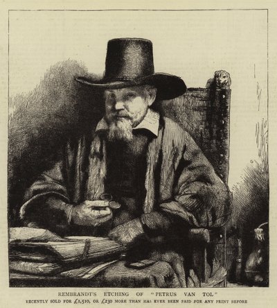 Rembrandtův lept Petrus van Tol od Rembrandt van Rijn