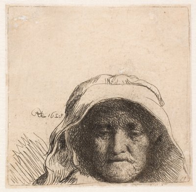 Rembrandtova matka: Pouze hlava, zepředu od Rembrandt van Rijn