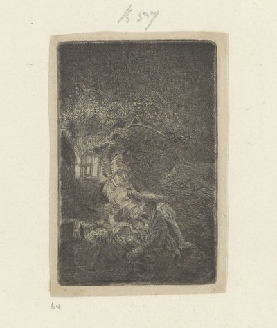 Odpočinek na nočním letu do Egypta od Rembrandt van Rijn
