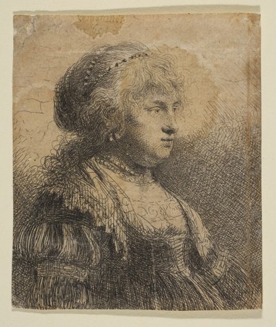 Saskia s perlami ve vlasech, 1634. od Rembrandt van Rijn