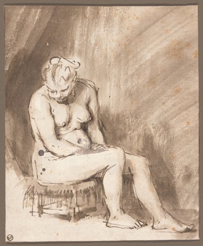 Sedící ženský akt od Rembrandt van Rijn