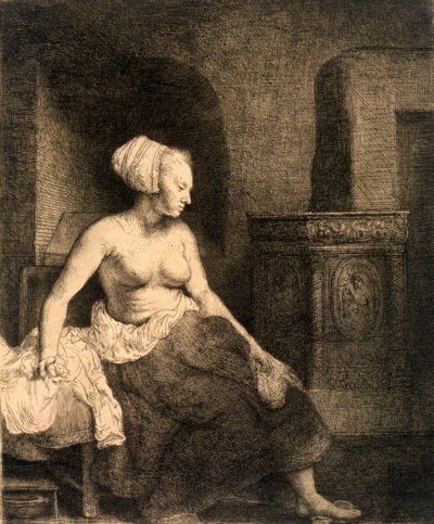 Sedící ženský akt, 1658 od Rembrandt van Rijn