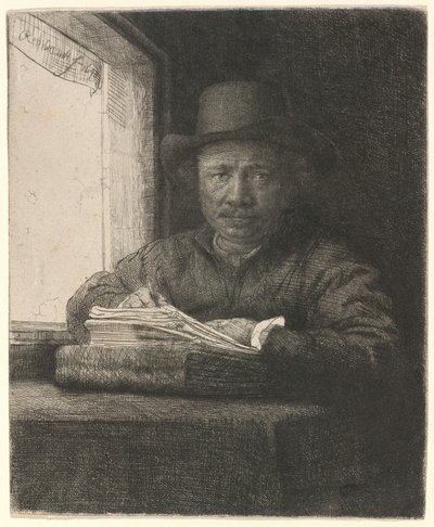Autoportrét – lept u okna od Rembrandt van Rijn