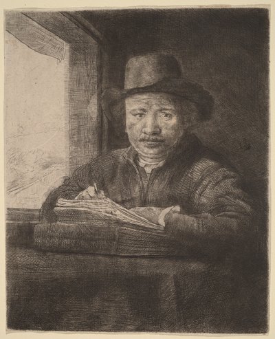 Autoportrét – lept u okna od Rembrandt van Rijn