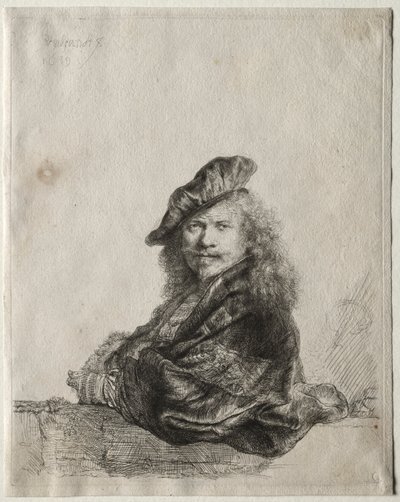 Autoportrét opřený o kamenný parapet od Rembrandt van Rijn