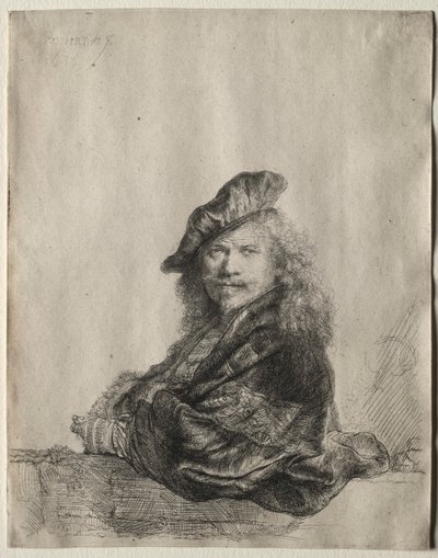 Autoportrét opřený o kamenný parapet od Rembrandt van Rijn