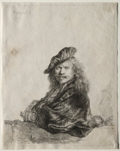Autoportrét opřený o kamenný parapet, 1639. od Rembrandt van Rijn
