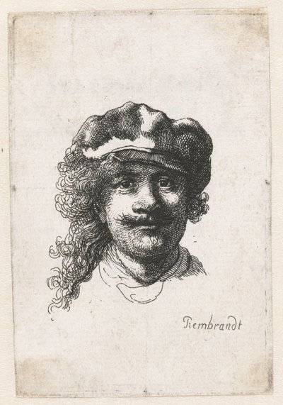 Autoportrét s měkkou čepicí: celý obličej, pouze hlava, c. 1635. od Rembrandt van Rijn