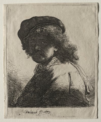Autoportrét v čepici a šátku s temnou tváří: Busta, 1633. od Rembrandt van Rijn