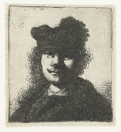 Autoportrét v čepici a tmavém plášti: poprsí od Rembrandt van Rijn
