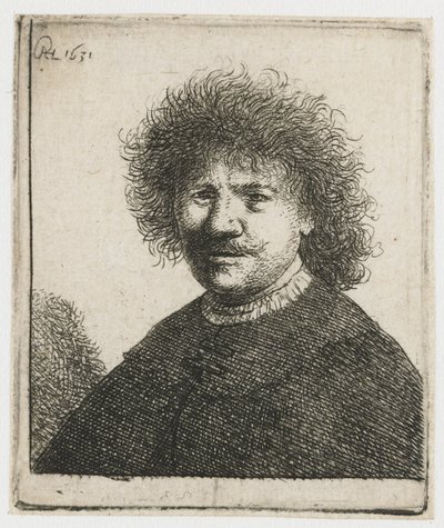 Autoportrét v plášti s padacím límcem: poprsí od Rembrandt van Rijn