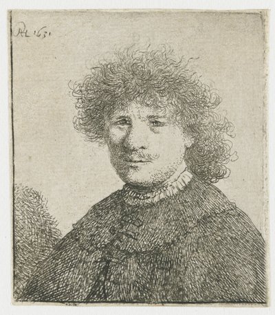 Autoportrét v plášti s padacím límcem: poprsí od Rembrandt van Rijn