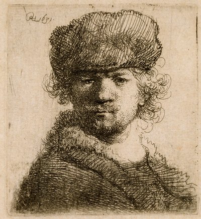 Autoportrét v těžké kožešinové čepici: poprsí, 1631. od Rembrandt van Rijn
