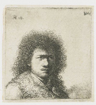 Autoportrét s huňatými vlasy: poprsí od Rembrandt van Rijn