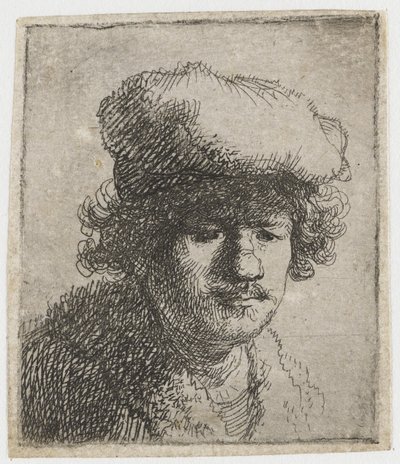 Autoportrét s víčkem vytaženým dopředu, cca 1630. od Rembrandt van Rijn