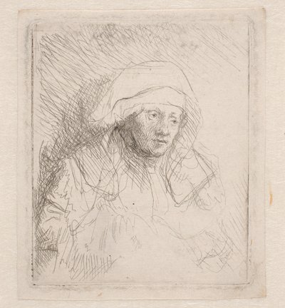 Nemocná žena s velkou bílou čelenkou (Saskia) od Rembrandt van Rijn