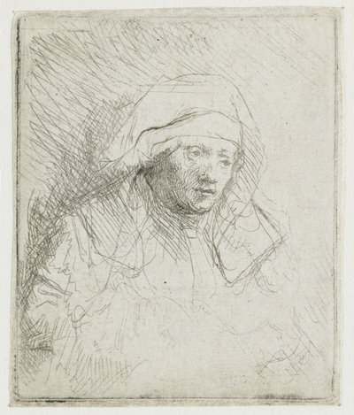 Nemocná žena s velkou bílou čelenkou (Saskia) od Rembrandt van Rijn
