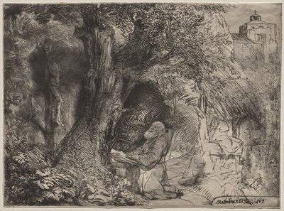Svatý František se modlí pod stromem od Rembrandt van Rijn