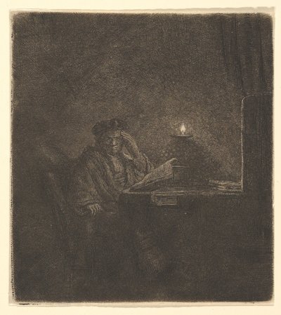 Student u stolu při svíčkách, ca. 1642. od Rembrandt van Rijn