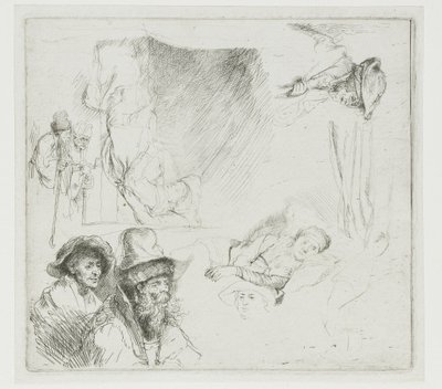Studijní list s nemocnou ženou v posteli od Rembrandt van Rijn