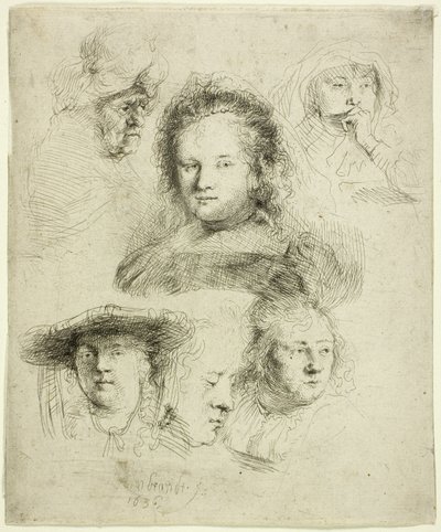 Studie vedoucí Saskia a další od Rembrandt van Rijn