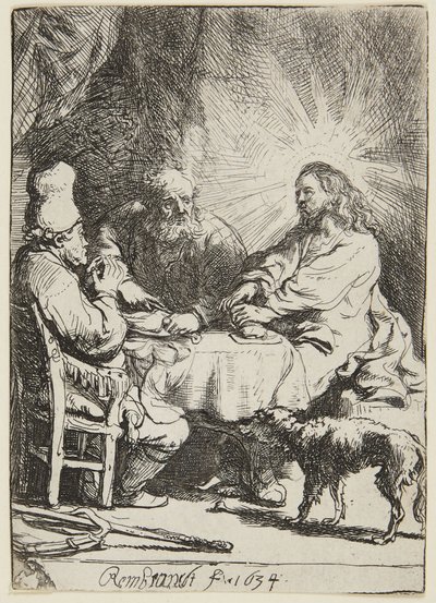 Večeře v Emauzích (malý talíř) od Rembrandt van Rijn